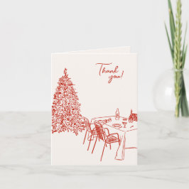 Tarjeta De Agradecimiento Red Dinner Party Christmas  