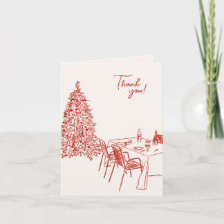 Tarjeta De Agradecimiento Red Dinner Party Christmas