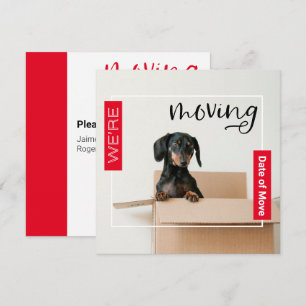 Tarjeta De Agradecimiento Red Estamos mudando a perro de Dachshund en tarjet