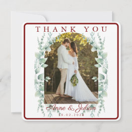 Tarjeta De Agradecimiento Red Eucalypthus leaves Wedding With 2 photos