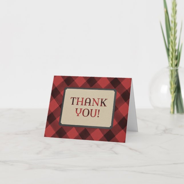 Tarjeta De Agradecimiento Red Flannel, Lumberjack Gracias Cartas (Anverso)