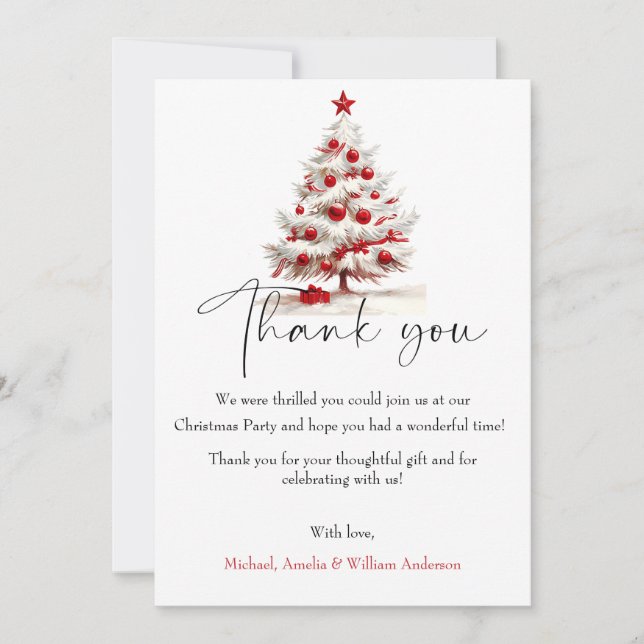 Tarjeta De Agradecimiento Red Floral Christmas Wreath – Elegant Holiday (Anverso)