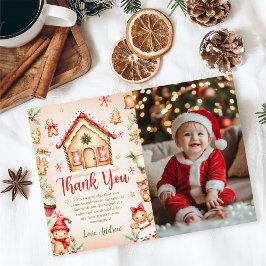Tarjeta De Agradecimiento Red Gingerbread House Birthday Party Photo