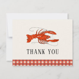 Tarjeta De Agradecimiento Red Gingham Crawfish Boil Seafood