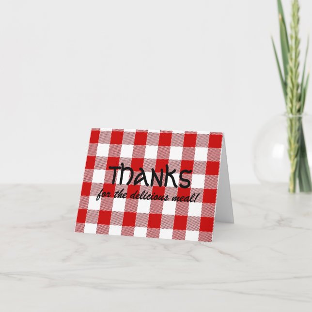 Tarjeta De Agradecimiento Red Gingham Gracias (Anverso)