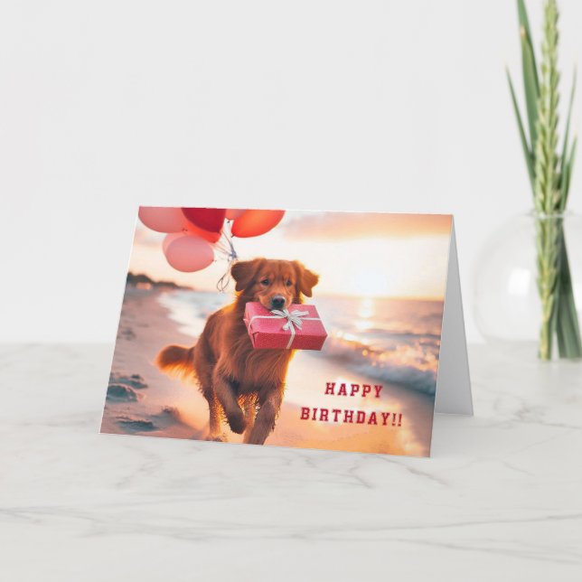 Tarjeta De Agradecimiento Red Golden Retriever Birthday Wishes Card (Anverso)