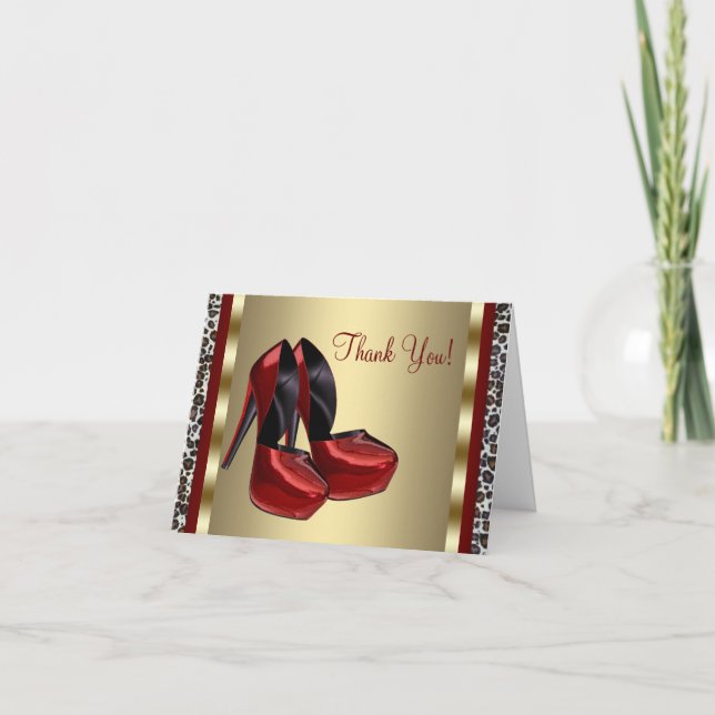 Tarjeta De Agradecimiento Red High Heel Shoe Gracias Cartas (Anverso)