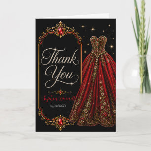 Tarjeta de agradecimiento Red Jewel Sweet 16