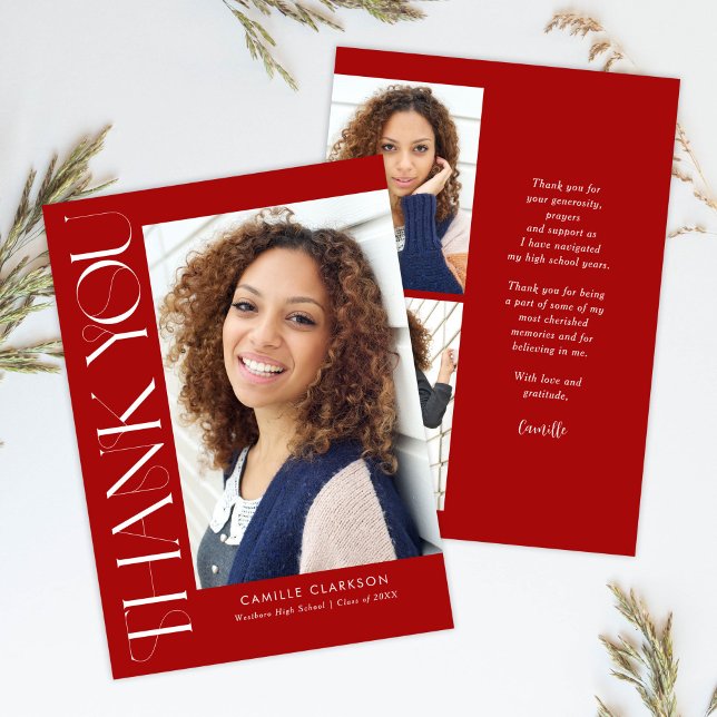 Tarjeta De Agradecimiento Red Moderno Elegante Vertical Tres Graduación De F (Subido por el creador)