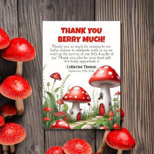 Tarjeta De Agradecimiento Red Mushroom Fungi Woodland Baby Shower