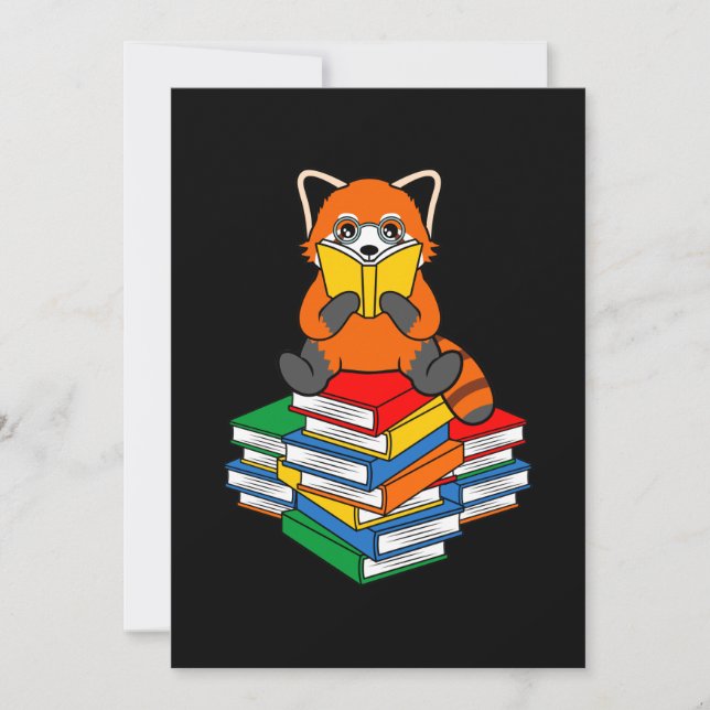 Tarjeta De Agradecimiento Red Panda Reading Books Cute Pet Animal Pandas Lov (Anverso)