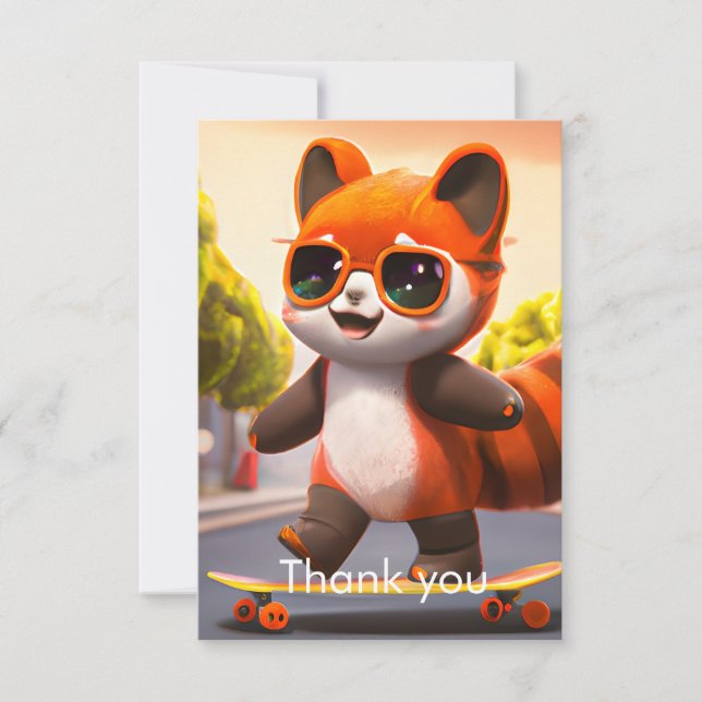 Tarjeta De Agradecimiento Red Panda Rides (Anverso)