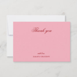 Tarjeta De Agradecimiento Red pink Minimalist Script Wedding Thank You