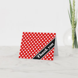 Tarjeta De Agradecimiento Red Polka Dot Black Stripe Gracias Cartas