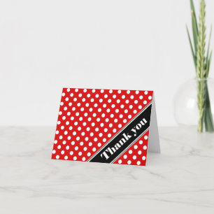 Tarjeta De Agradecimiento Red Polka Dot Black Stripe Gracias Cartas