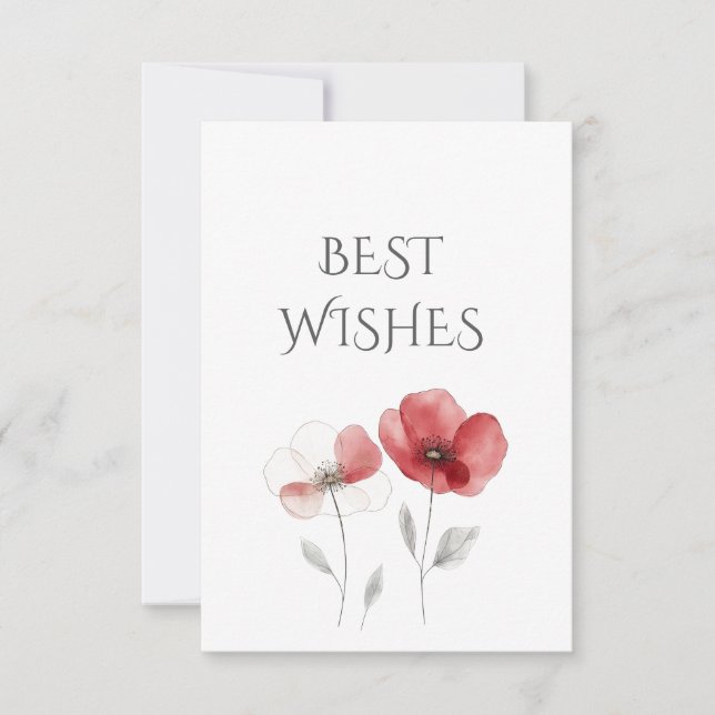 Tarjeta De Agradecimiento Red Poppies Los Mejores Deseos (Anverso)