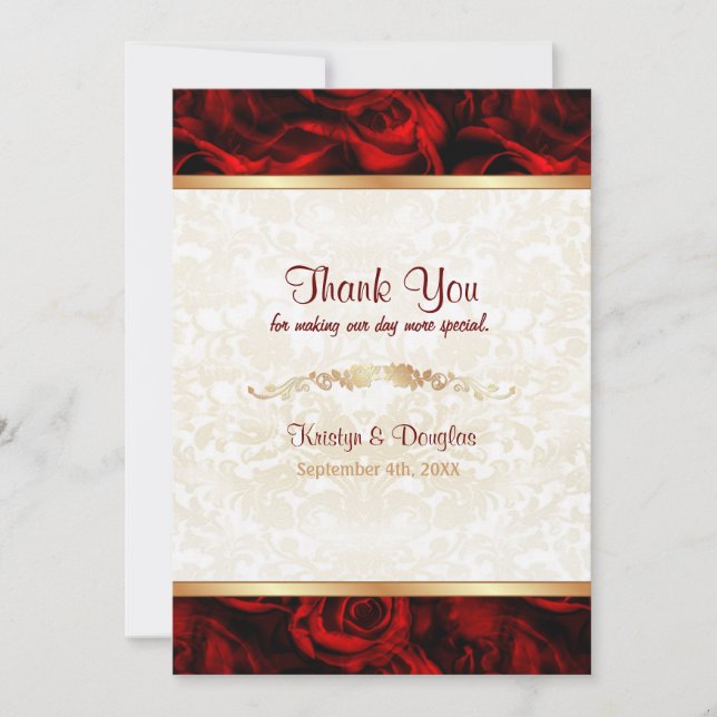 Tarjeta De Agradecimiento Red Rose Elegance - Gracias (Anverso)