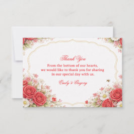 Tarjeta De Agradecimiento Red Rose Floral Appreciation