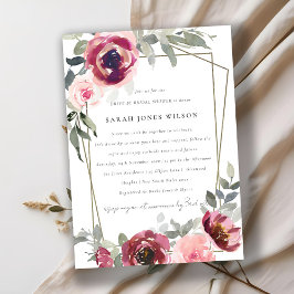 TARJETA DE AGRADECIMIENTO RED RUBOR ROSA FLORA DRIVE POR BRIDAL SHOWER INVIT