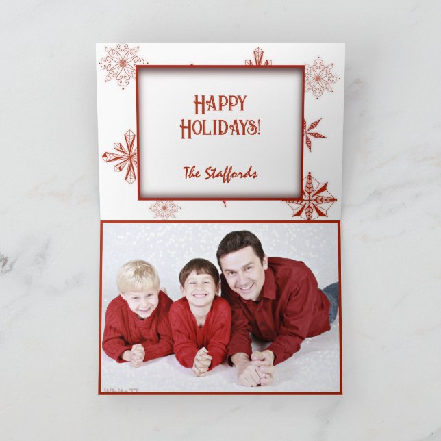 Tarjeta De Agradecimiento Red Snow on White Canvas Design Christmas Card (Interior)