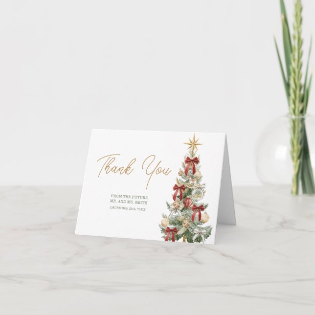 Tarjeta De Agradecimiento Red Tis the Season to be Married Wedding Folded (Anverso)
