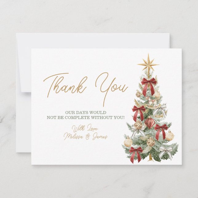 Tarjeta De Agradecimiento Red Tis the Season to be Married Winter Wedding (Anverso)