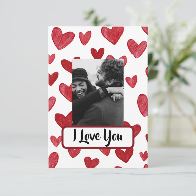 Tarjeta De Agradecimiento Red Valentine’s Card with Photo & Love Message (Anverso de pie)