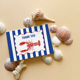 Tarjeta De Agradecimiento Red, White and Blue Nautical Lobster