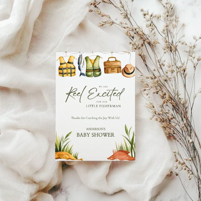 Tarjeta De Agradecimiento Reel Excited Little Fisherman Baby Shower  (Subido por el creador)