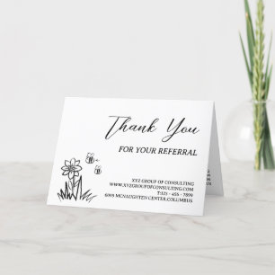 Tarjeta De Agradecimiento Referencia de cliente creativo en blanco y negro