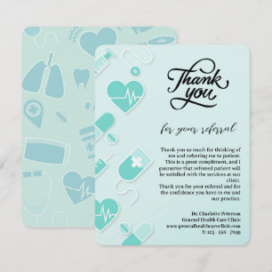 Tarjeta De Agradecimiento Referencia de Paciente de Doctor Personalizado