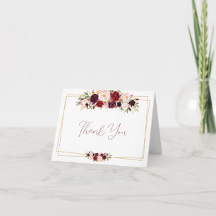 Tarjeta De Agradecimiento Refinada Flor Burgundy Geométrica Gratitud