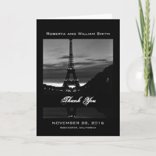 Tarjeta De Agradecimiento Reflejo de la torre Eiffel de la Francia de la Vin