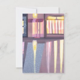 Tarjeta De Agradecimiento Reflejos Lluviosos | Acuarela Contemporánea Lofi