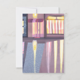 Tarjeta De Agradecimiento Reflejos Lluviosos Acuarela Contemporánea Lofi