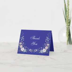 Tarjeta De Agradecimiento Regal Blue Vintage Elegance Garden Blooms