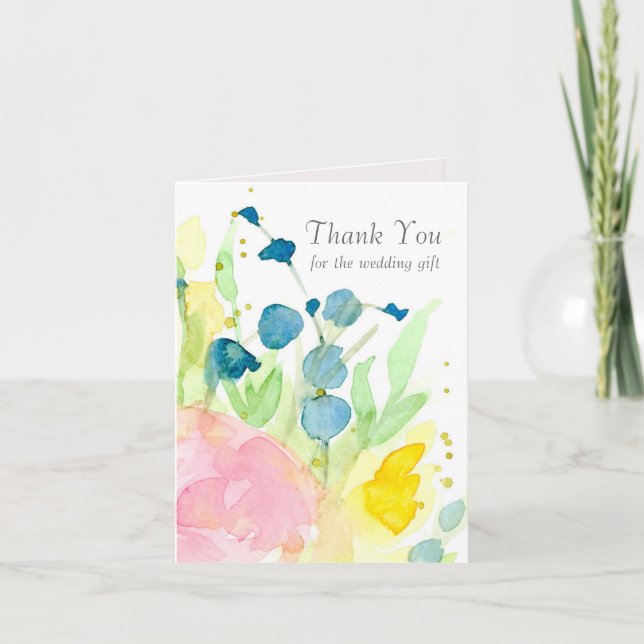 Tarjeta De Agradecimiento Regalo boda Gracias Flores Rosa (Anverso)