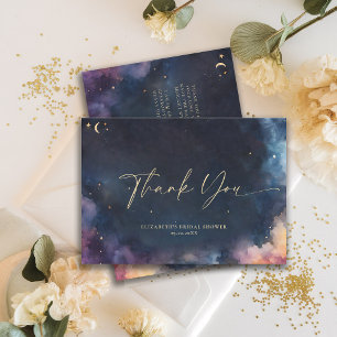 Tarjeta De Agradecimiento Regalo Celestial Galaxia Noche Estrellada Azul Med