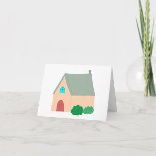 Tarjeta De Agradecimiento Regalo de Casa de Campo Acogedor con Puerta Roja