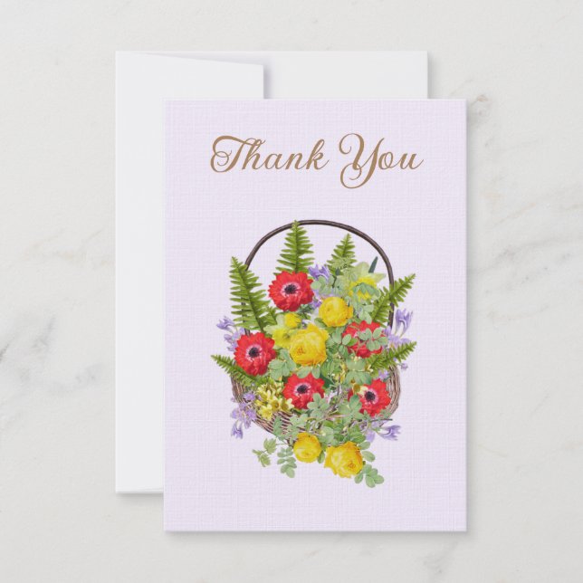 Tarjeta de agradecimiento regalo de cesta de flore (Anverso)