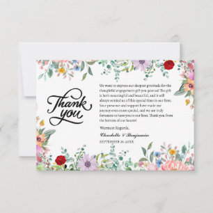 Tarjeta De Agradecimiento Regalo de compromiso de acuarela de flores silvest