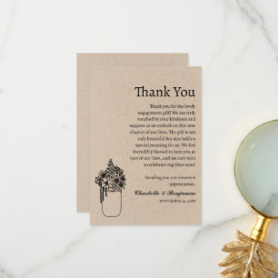 Tarjeta De Agradecimiento Regalo de compromiso de kraft marrón Minimalista y