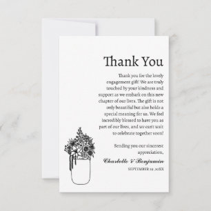 Tarjeta De Agradecimiento Regalo de Compromiso Minimalista Rústico Encantado