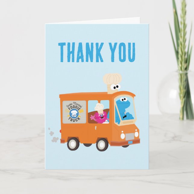 Tarjeta De Agradecimiento Regalo de cumpleaños de Cookie Monster Food Truck (Anverso)