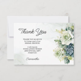 Tarjeta De Agradecimiento Regalo de Despedida de Soltera con Suculentas, Ros