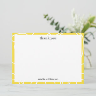 Tarjeta De Agradecimiento Regalo de ducha nupcial abstracto amarillo con lín