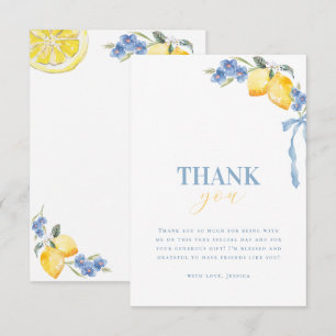 Tarjeta De Agradecimiento Regalo de ducha nupcial italiana azul brillante co