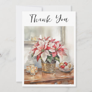 Tarjeta De Agradecimiento Regalo de Navidad elegante poinsettia