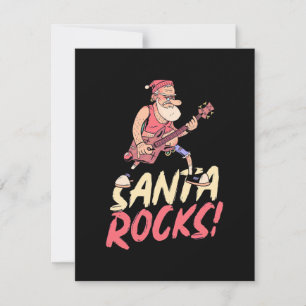 Tarjeta De Agradecimiento Regalo de Navidad   Guitarra Santa Rocks
