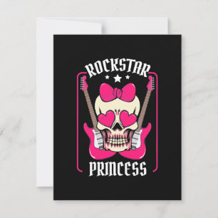 Tarjeta De Agradecimiento Regalo de Navidad   Rockstar Princess Skull